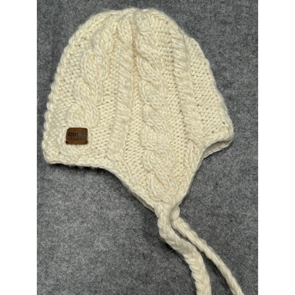 Bula Nany Beanie Winter‎ Hat 50% Wool Fleece Lined. Ivory